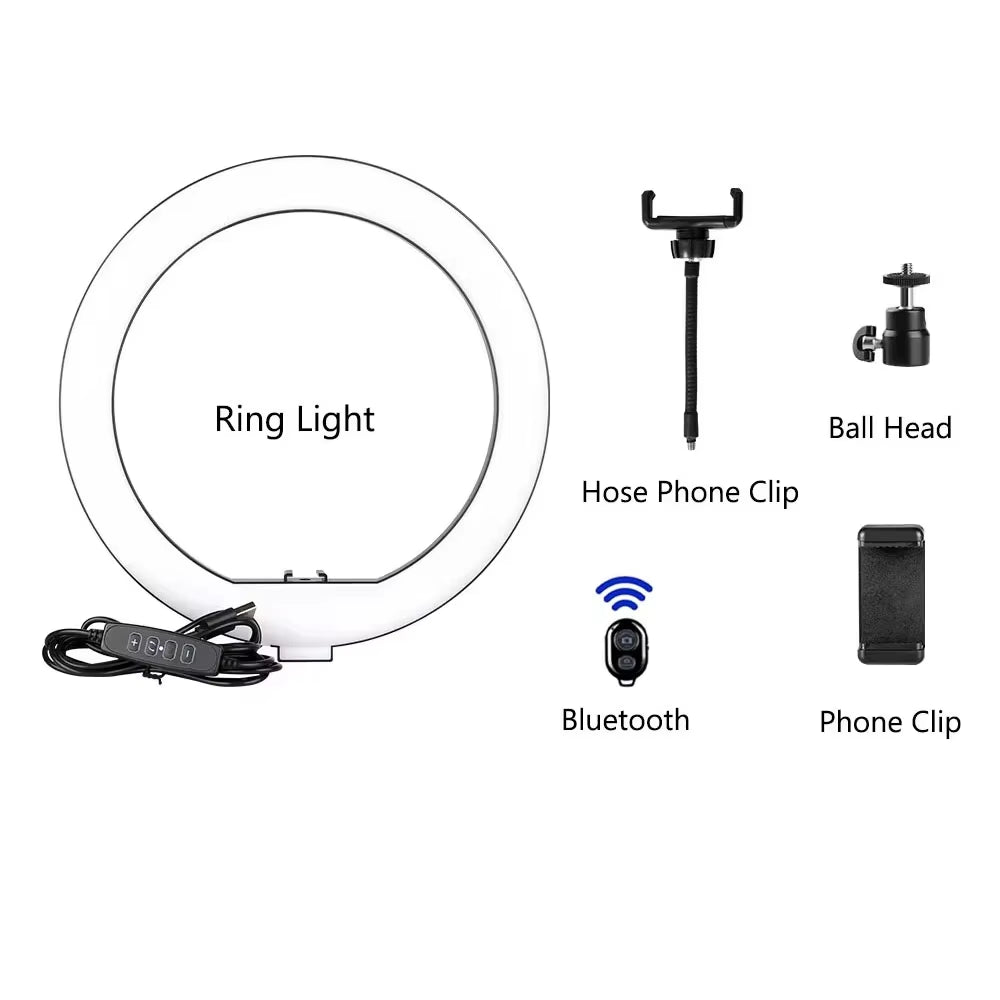10" LED Ring Light with Tripod Stand Selfie Ring Light Photography Lighting for Photo Studio Youtube Make up Video
