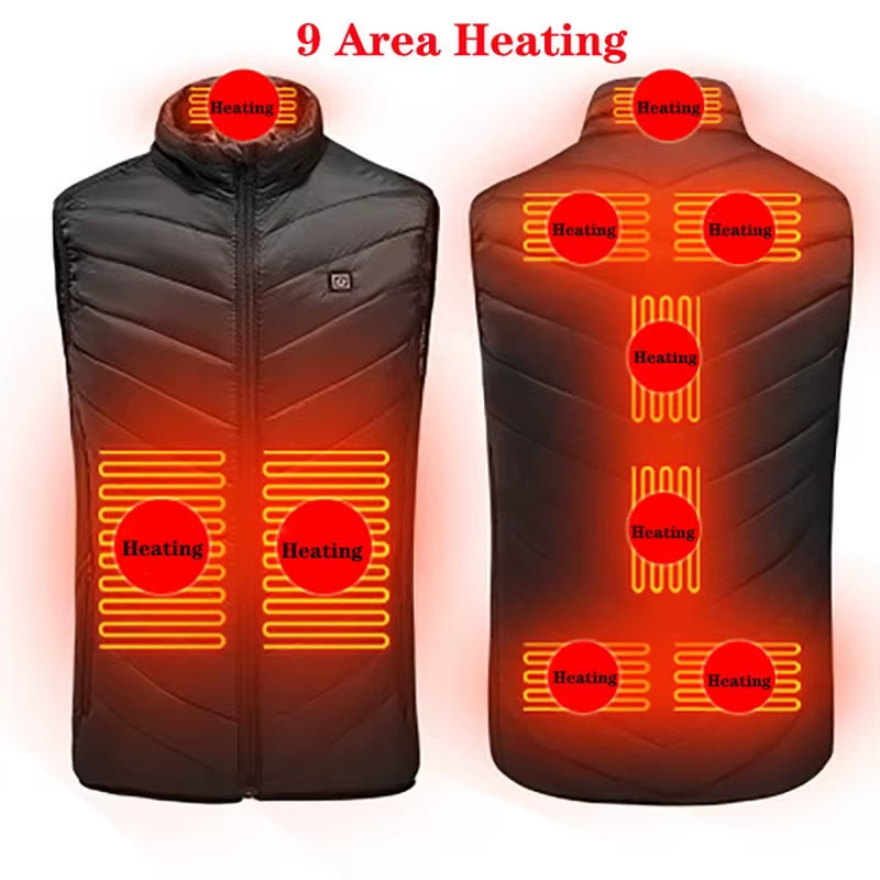 17/13 Areas Heated Vest Men Jacket Heated Winter Womens Electric Usb Heater Tactical Jacket Man Thermal Vest Body Warmer Coat6Xl