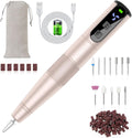 Torno Para Uñas Profesional 20000RPM - Limas De Uñas Electrica Profesionales - 12 En 1 Lima Electrica Uñas Nail Drill Machine De Gel Acrílico Natural Recargable (Oro)