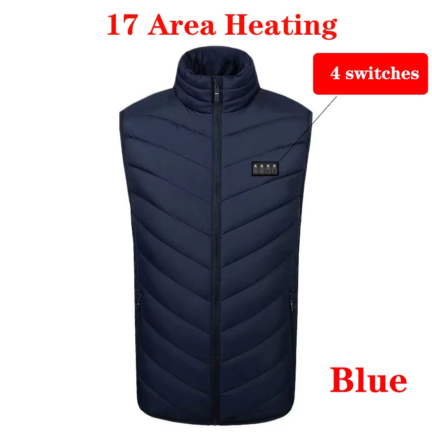 17/13 Areas Heated Vest Men Jacket Heated Winter Womens Electric Usb Heater Tactical Jacket Man Thermal Vest Body Warmer Coat6Xl