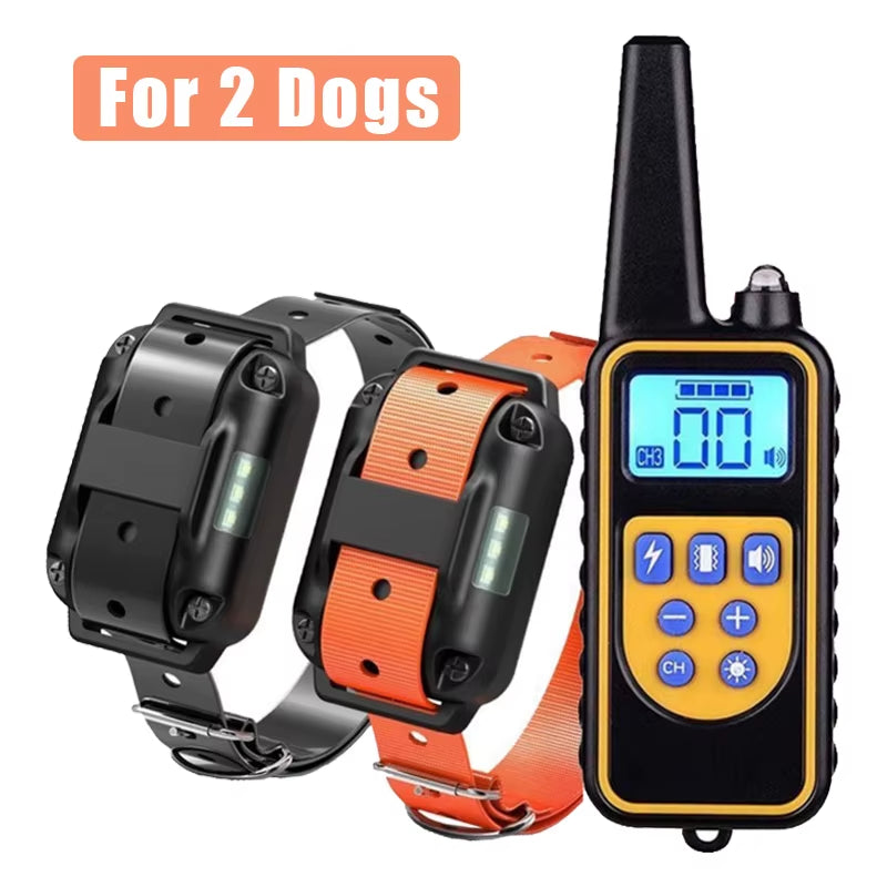 Electric Dog Trainer and Bark Stop Device Dog Training Collar Rechargeable Remote Control IP67 Waterproof Suitable for Dogs of Multiple Sizes