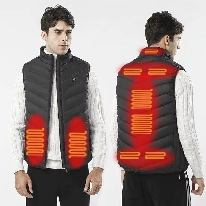 17/13 Areas Heated Vest Men Jacket Heated Winter Womens Electric Usb Heater Tactical Jacket Man Thermal Vest Body Warmer Coat6Xl