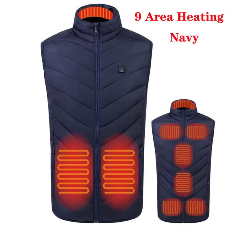 17/13 Areas Heated Vest Men Jacket Heated Winter Womens Electric Usb Heater Tactical Jacket Man Thermal Vest Body Warmer Coat6Xl