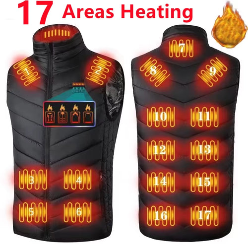 17/13 Areas Heated Vest Men Jacket Heated Winter Womens Electric Usb Heater Tactical Jacket Man Thermal Vest Body Warmer Coat6Xl