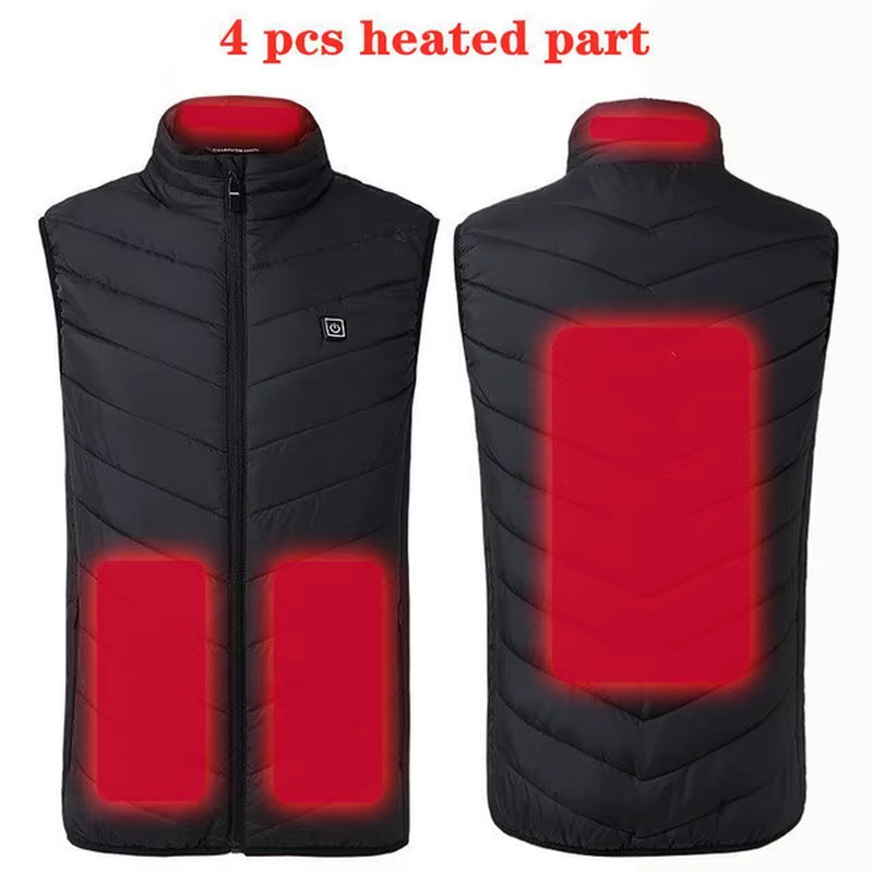 17/13 Areas Heated Vest Men Jacket Heated Winter Womens Electric Usb Heater Tactical Jacket Man Thermal Vest Body Warmer Coat6Xl