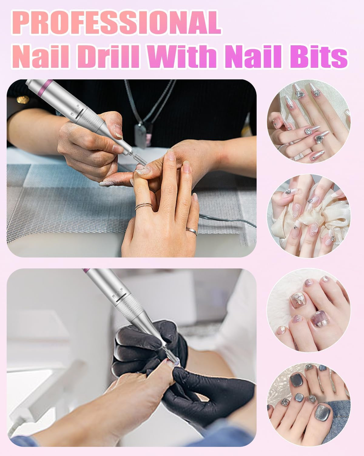 Torno Para Uñas,35000Rpm Lima Electrica Uñas, Velocidad Ajustable, Torno Uñas Profesional, Torno Uñas,Molinillo De Uñas Eléctrico Para Gel O Acrilicas, Torno Para Uñas Profesional