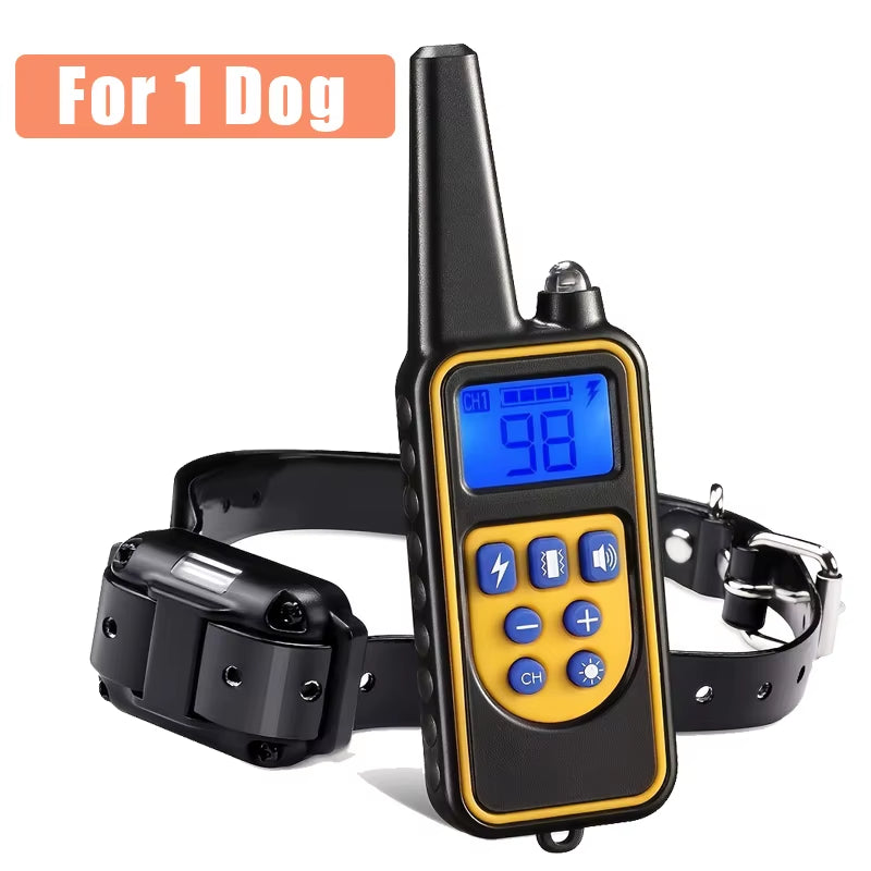 Electric Dog Trainer and Bark Stop Device Dog Training Collar Rechargeable Remote Control IP67 Waterproof Suitable for Dogs of Multiple Sizes