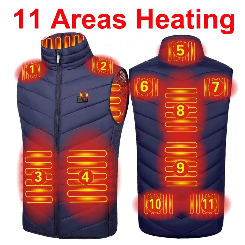 17/13 Areas Heated Vest Men Jacket Heated Winter Womens Electric Usb Heater Tactical Jacket Man Thermal Vest Body Warmer Coat6Xl