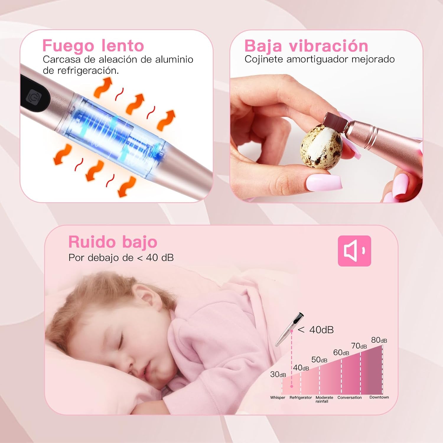 Torno Para Uñas Profesional 20000RPM - Limas De Uñas Electrica Profesionales - 12 En 1 Lima Electrica Uñas Nail Drill Machine De Gel Acrílico Natural Recargable (Oro)