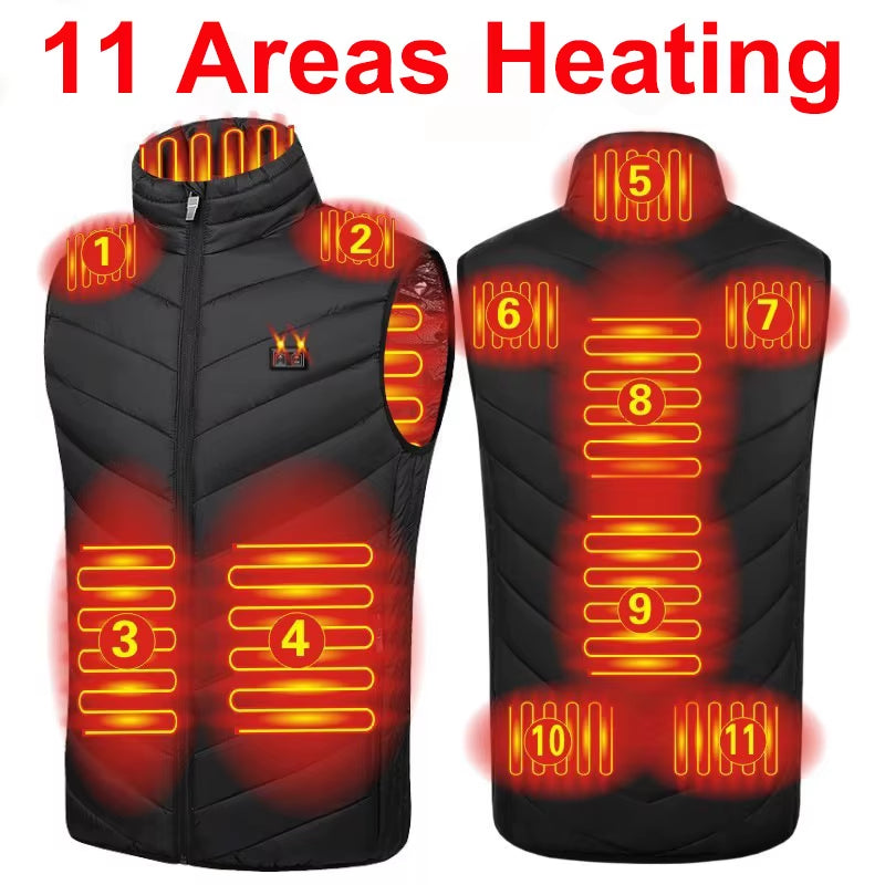 17/13 Areas Heated Vest Men Jacket Heated Winter Womens Electric Usb Heater Tactical Jacket Man Thermal Vest Body Warmer Coat6Xl